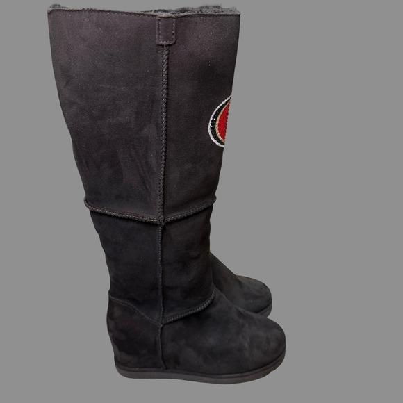 San Francisco 49ers Women's Knee High Winter Boots Sz 9 Black Faux Fur NFL Logo - Picture 2 of 8